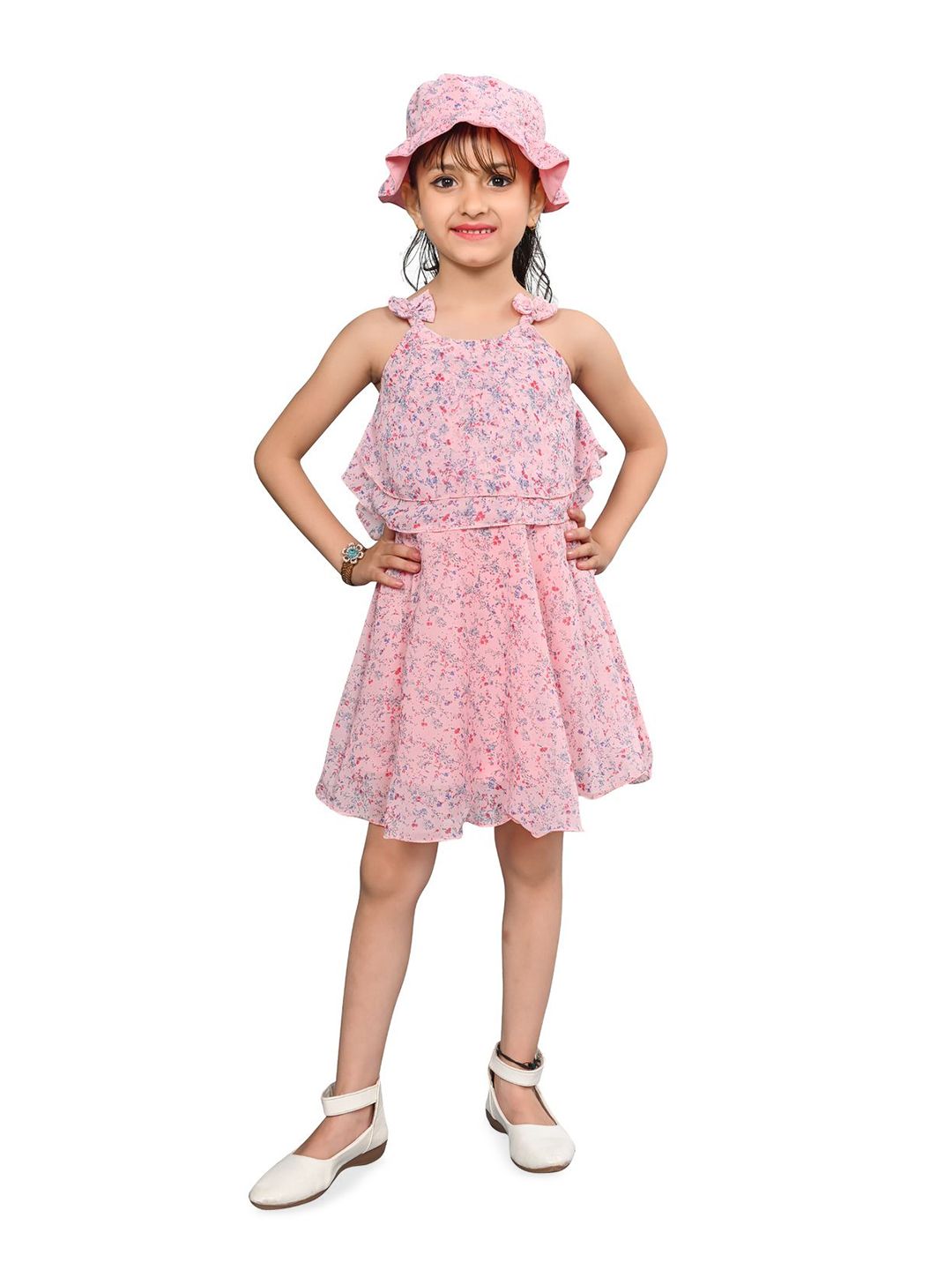 VALUE CREATION Girls Floral Printed Sleeveless Top With Skirt-picture-30