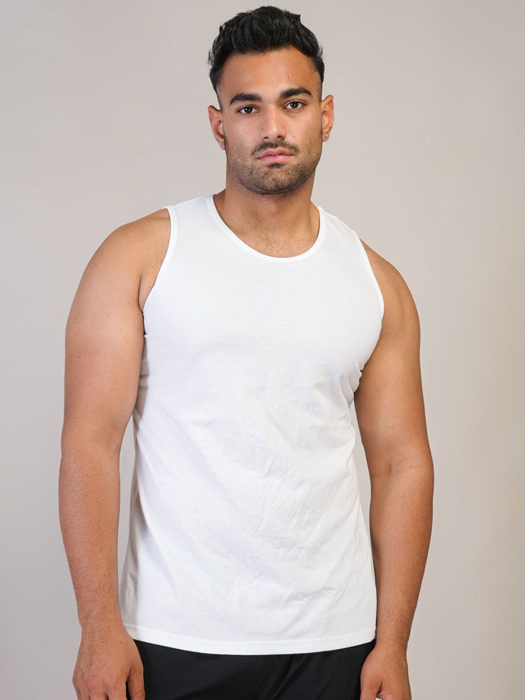 PINK GRAPES Cotton Scoop Neck Basic Vest VEST-PLAIN-WHITE-M-picture-13