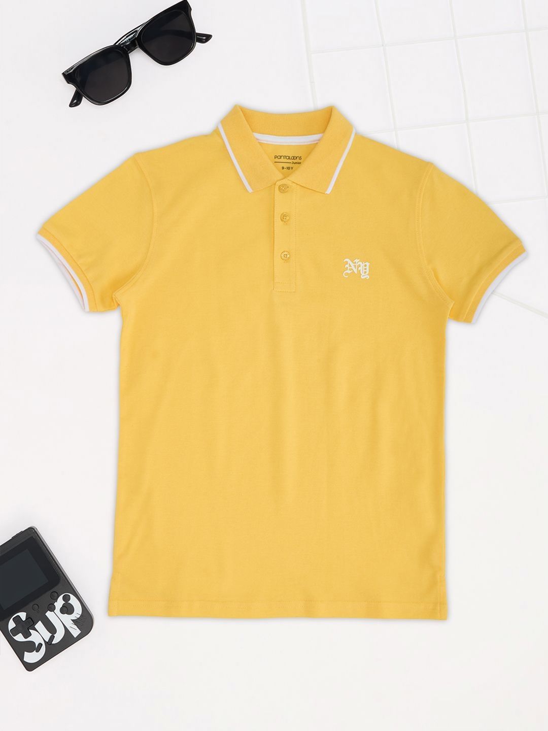 Pantaloons Junior Boys Solid Polo Collar Cotton T-shirt-picture-15