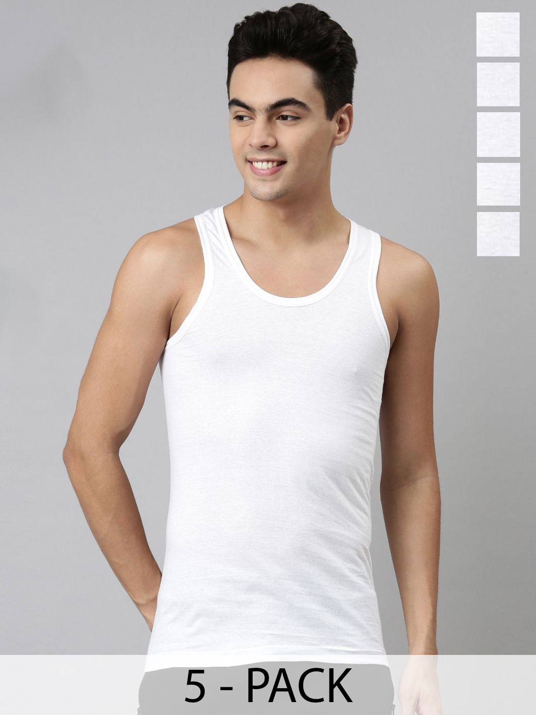 Dixcy Scott Josh Pack Of 5 Pure Cotton Innerwear Vests Vest With White-Rn-P5, Ast-picture-27