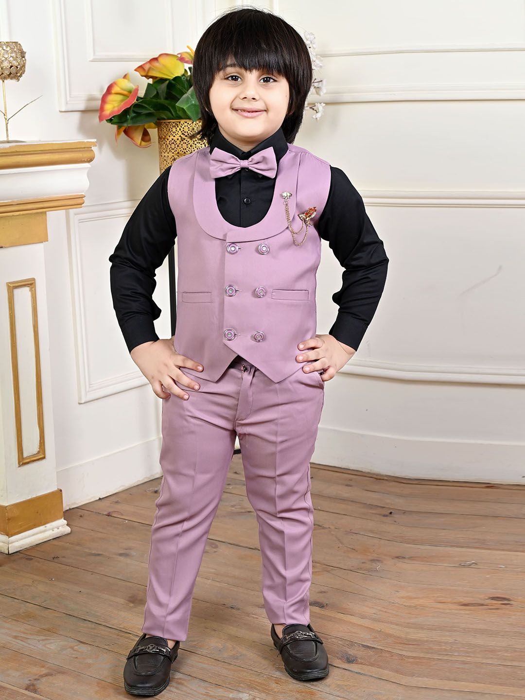 BT DEZINES Boys Double-Breasted Three-Piece Suit-image-15