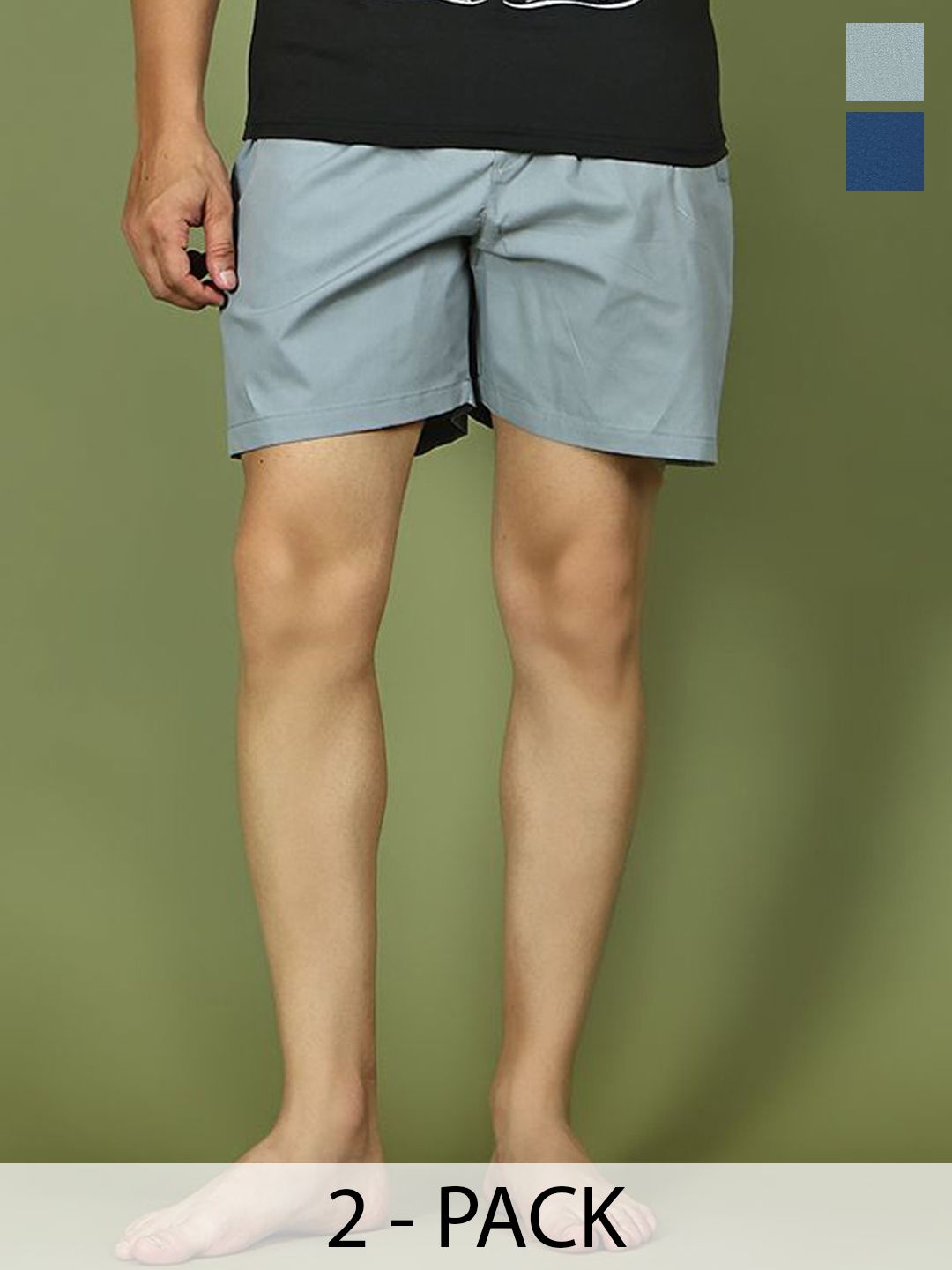 The Roadster Lifestyle Co Pack Of 2 Pure Cotton Boxers -RDBX_154Grey-Navy_Pack-2-picture-43