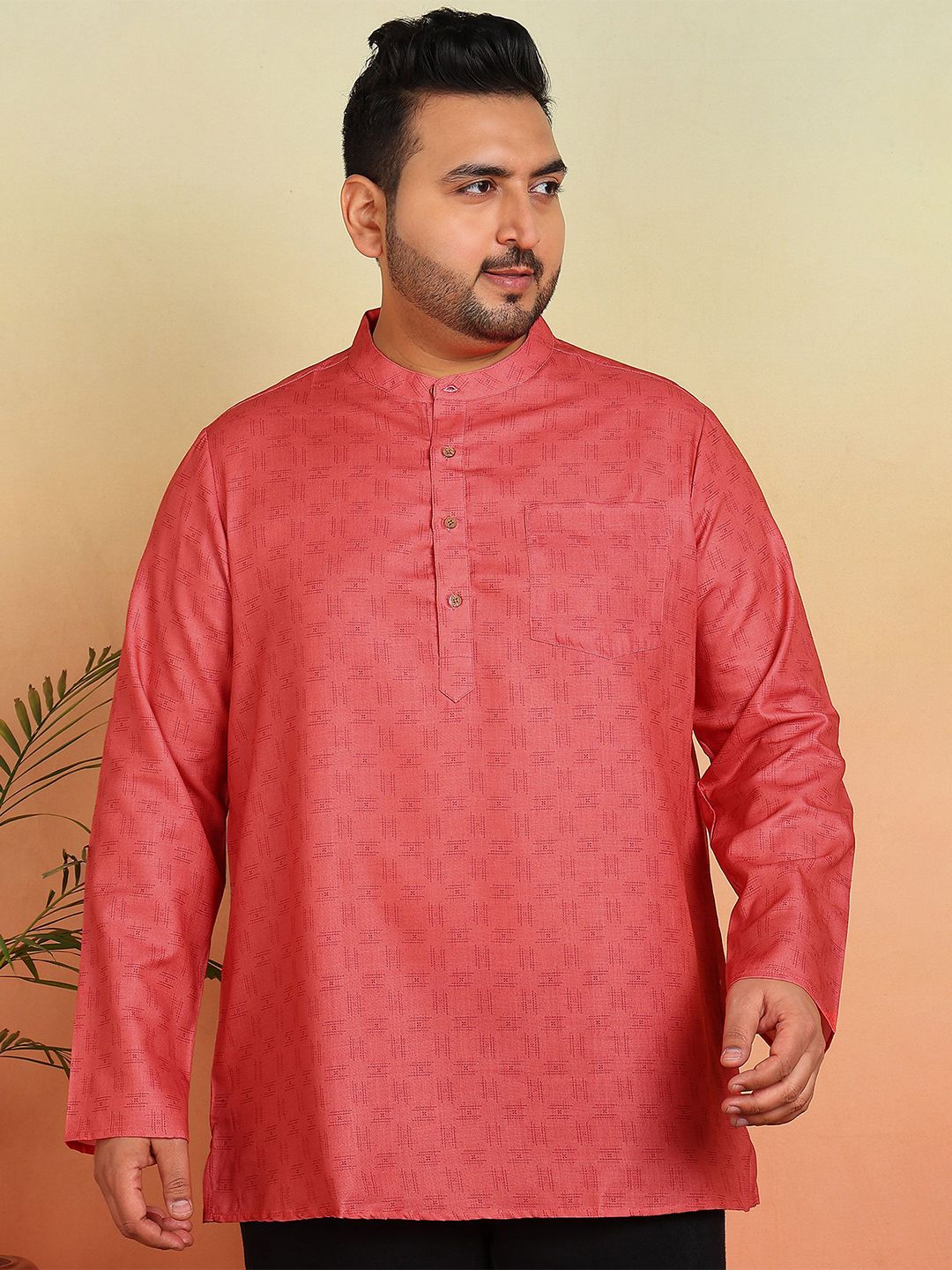 Sztori Thread Work Band Collar Straight Kurta-image-20