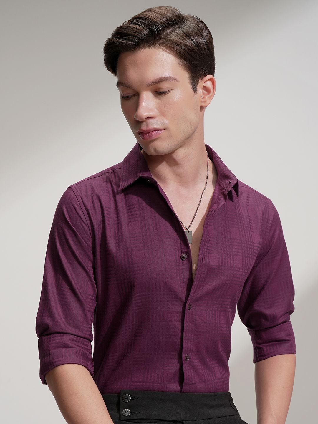 HIGHLANDER Checked Spread Collar Long Sleeves Regular Fit Casual Shirt-picture-24