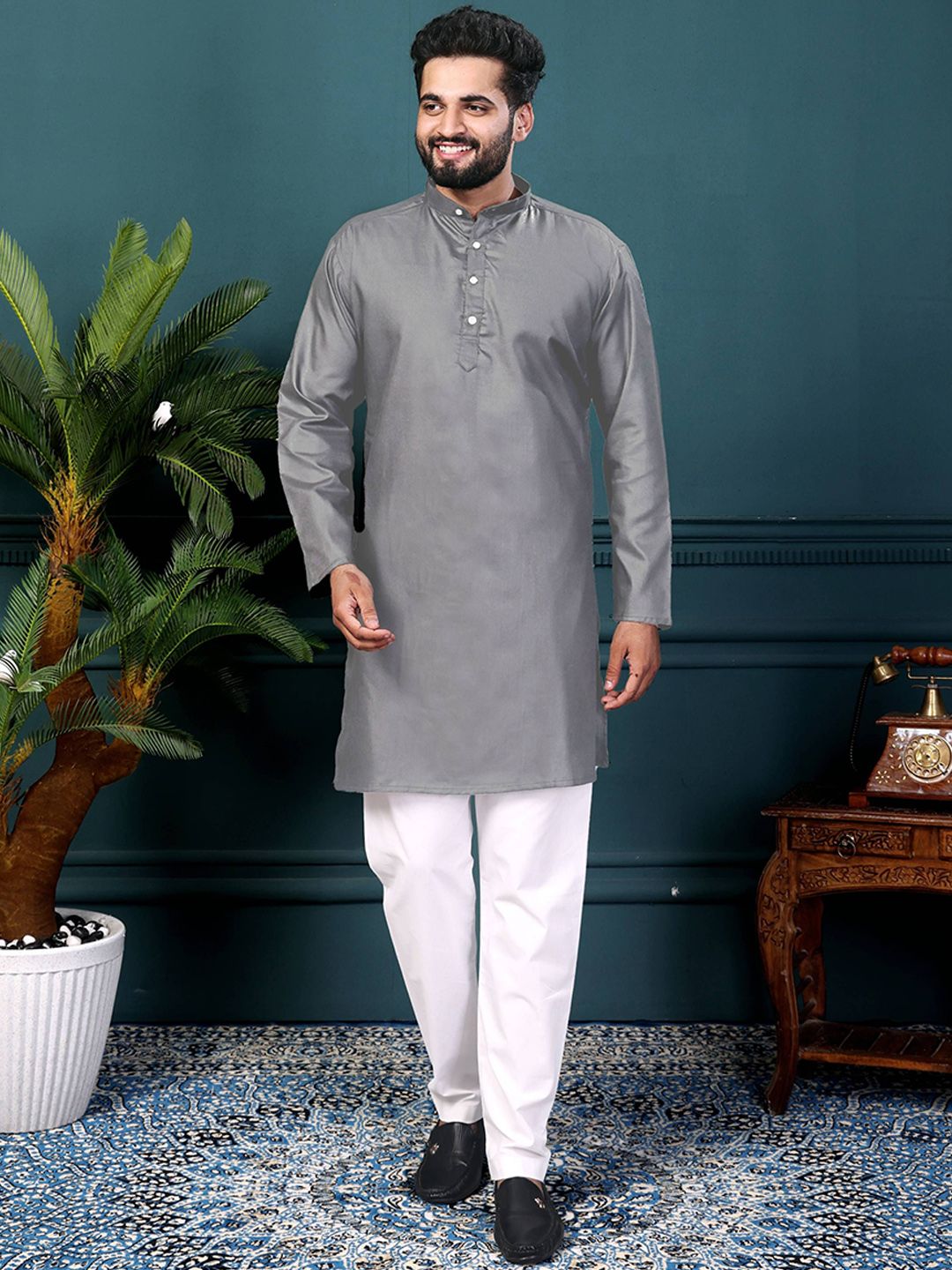 KUNDALI KAKSHAY Men Pure Cotton Kurta with Pyjamas-picture-23