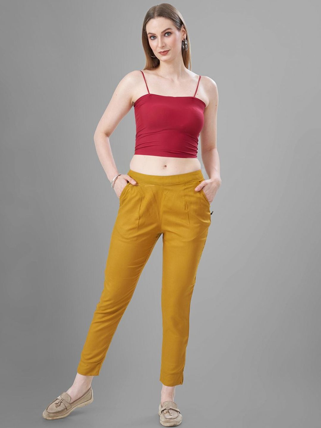 TITTLI Women Relaxed Straight Fit Mid-Rise Flat-Front Formal Trousers-picture-34
