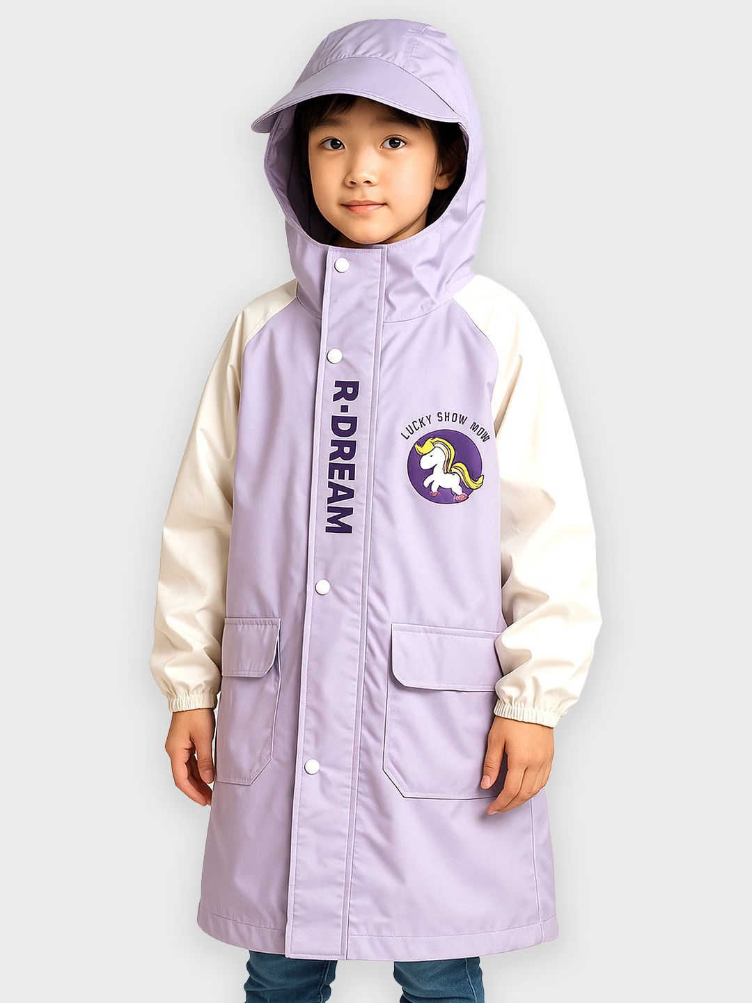 Little Surprise Box LLP Kids & Teens Purple Uni Cap Style Knee Length Raincoat-picture-28