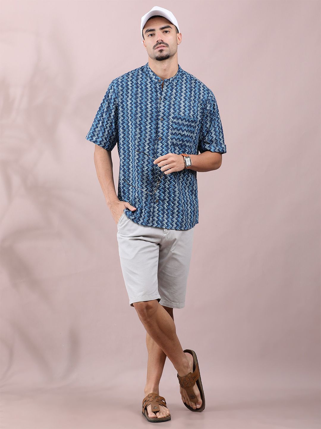 FILORI STUDIO Men Geometric Printed Short Kurta-picture-18