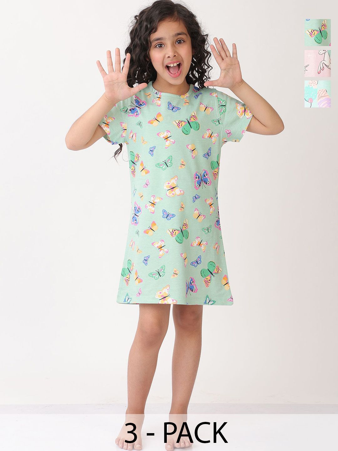 Anthrilo Girls Abstract Printed Knee Length Nightdress-image-12