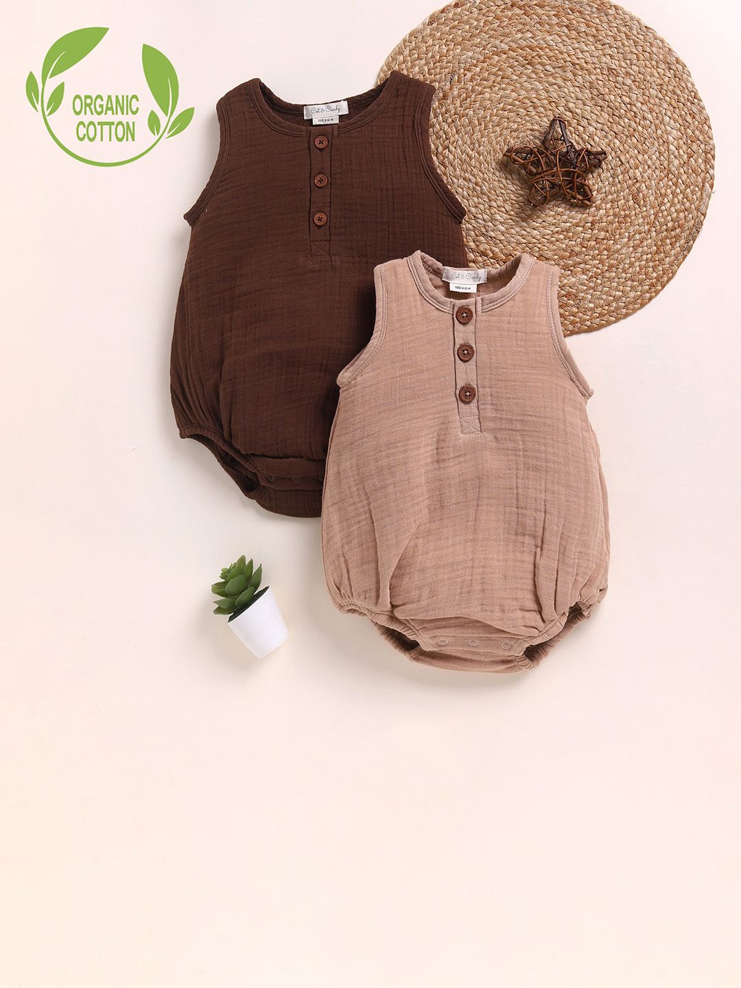 COT & CANDY Girls Pack Of 2 Organic Cotton Sleeveless Bodysuits-picture-10