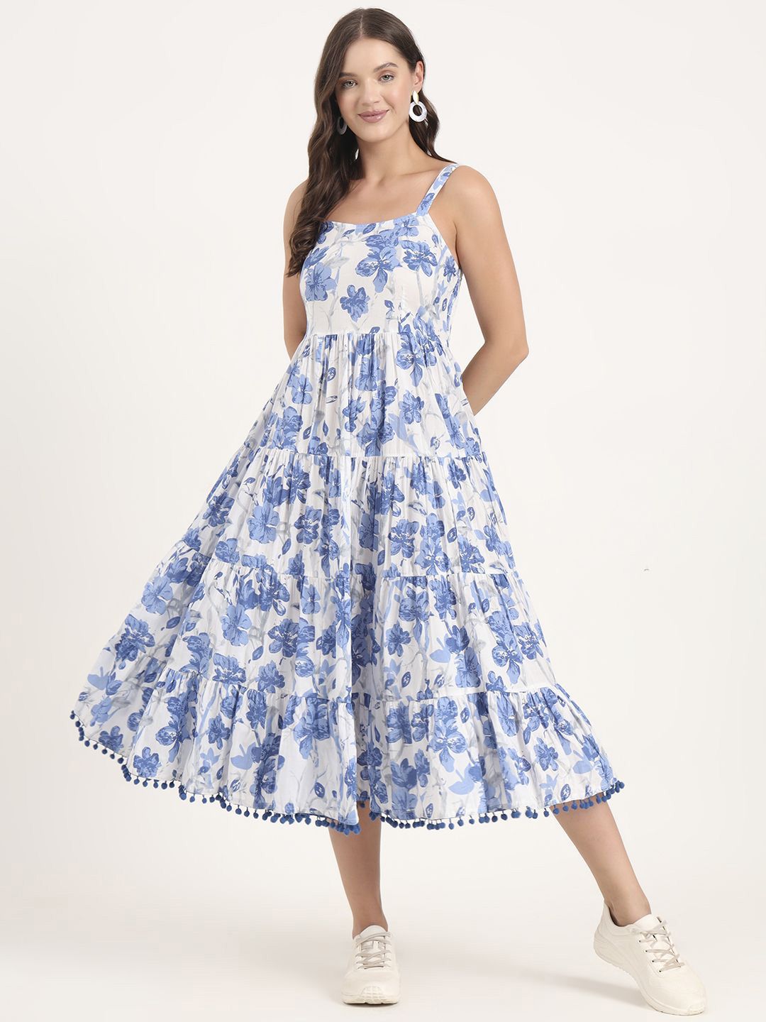 Divena Women Floral Print Fit & Flare Midi Dress