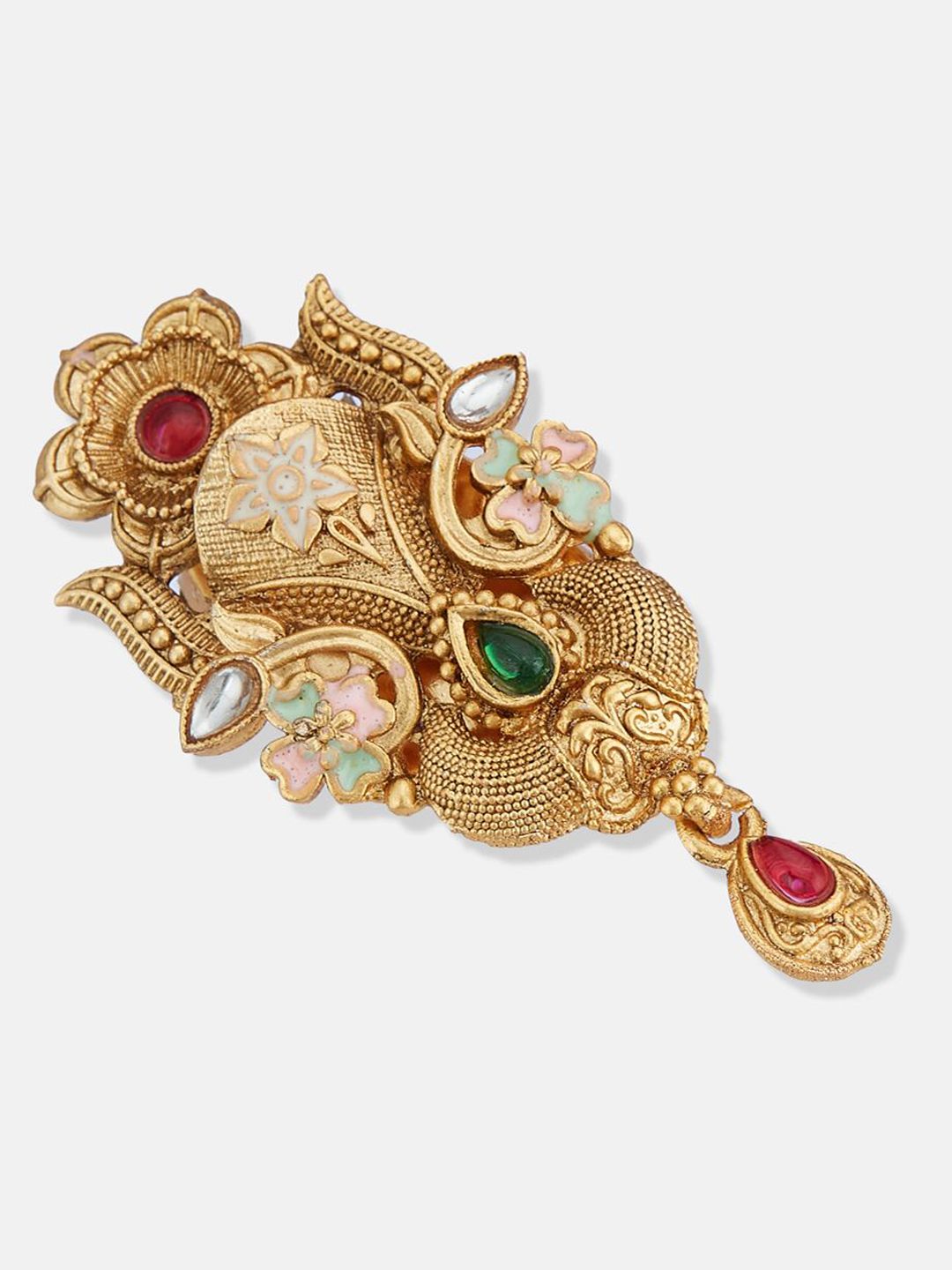 ATIBELLE Gold-Plated Kundan Studded Saree Clip