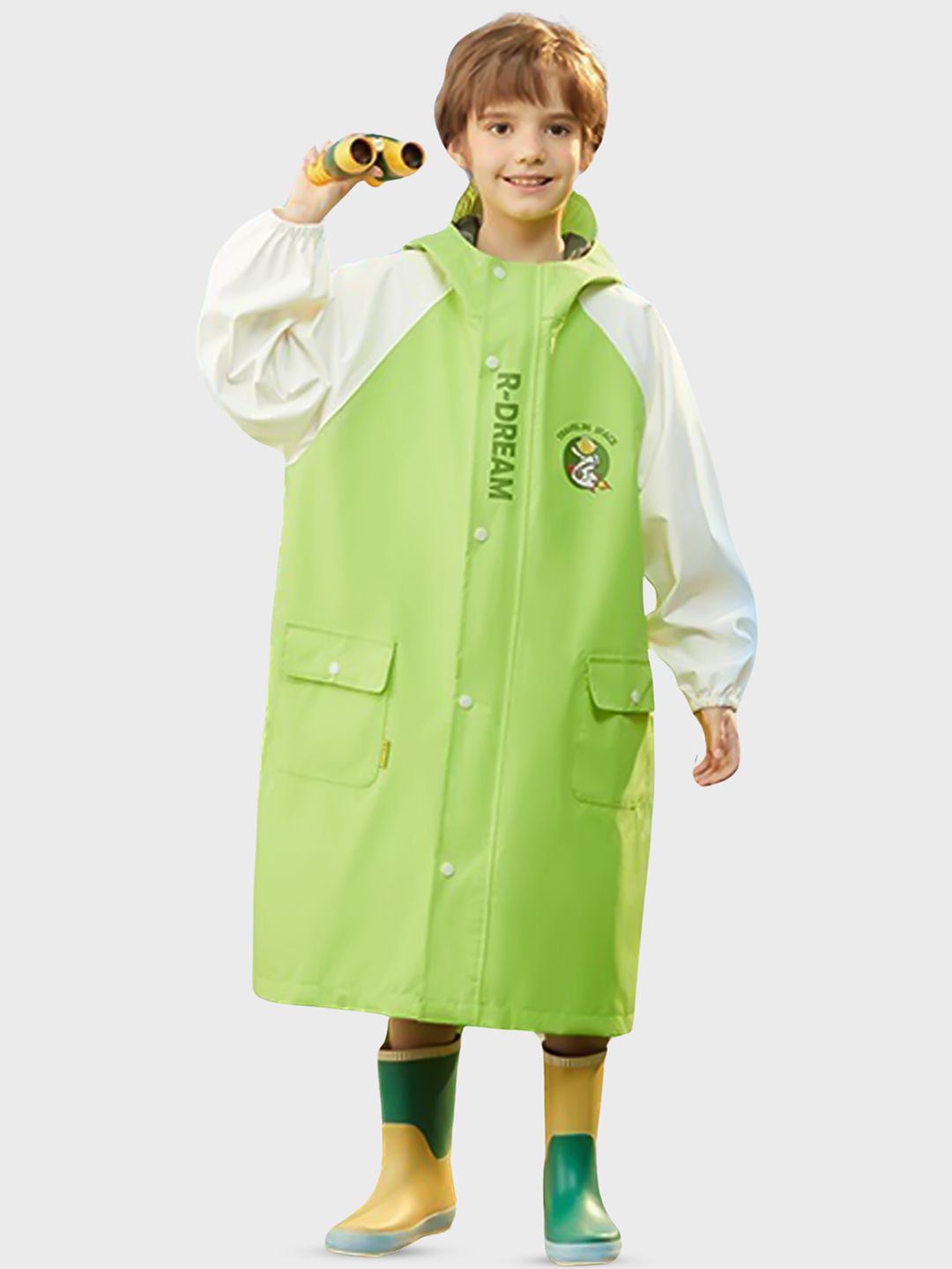 Little Surprise Box LLP Kids & Teens Lemon Green Cap Style Knee Length Raincoat-picture-31