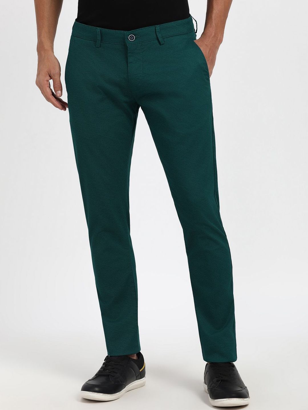 Peter England Casuals Men Solid Skinny Fit Mid-Rise Casual Trousers-picture-28