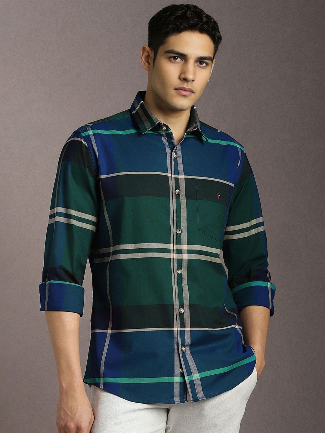 Louis Philippe Sport Horizontal Stripes Slim Fit Casual Shirt-picture-49