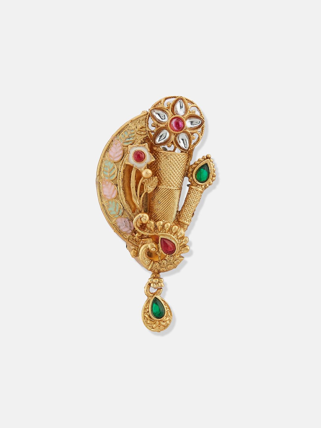 ATIBELLE Gold-Plated Kundan Studded Saree Clip