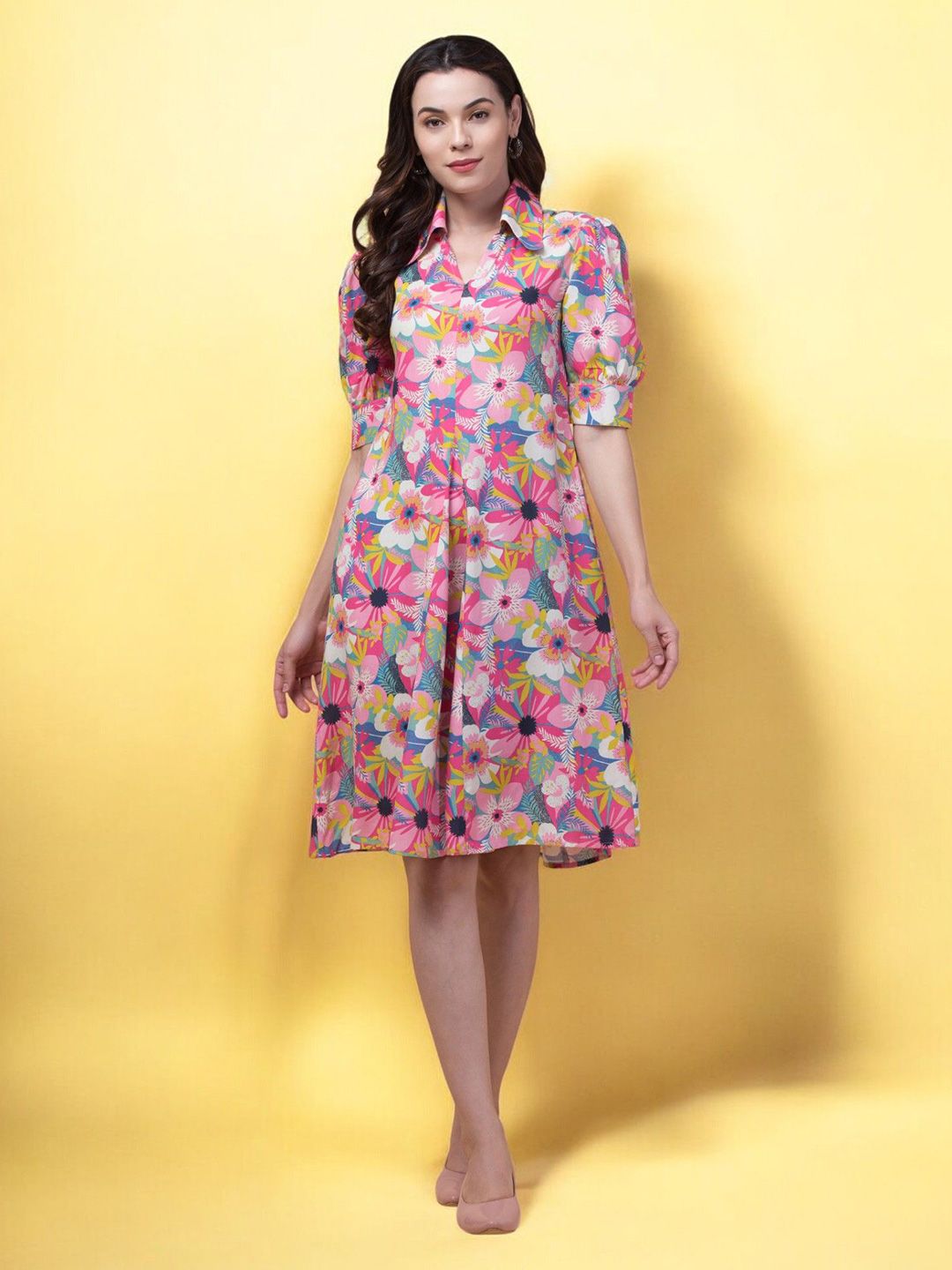 INUKA Floral Print Shirt Dress-picture-16