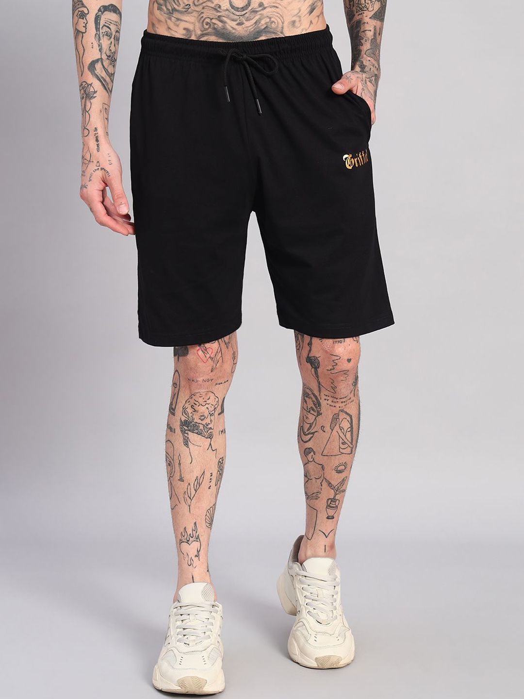 GRIFFEL Men Loose Fit High-Rise Cotton Sports Shorts with Antimicrobial Technology-picture-32