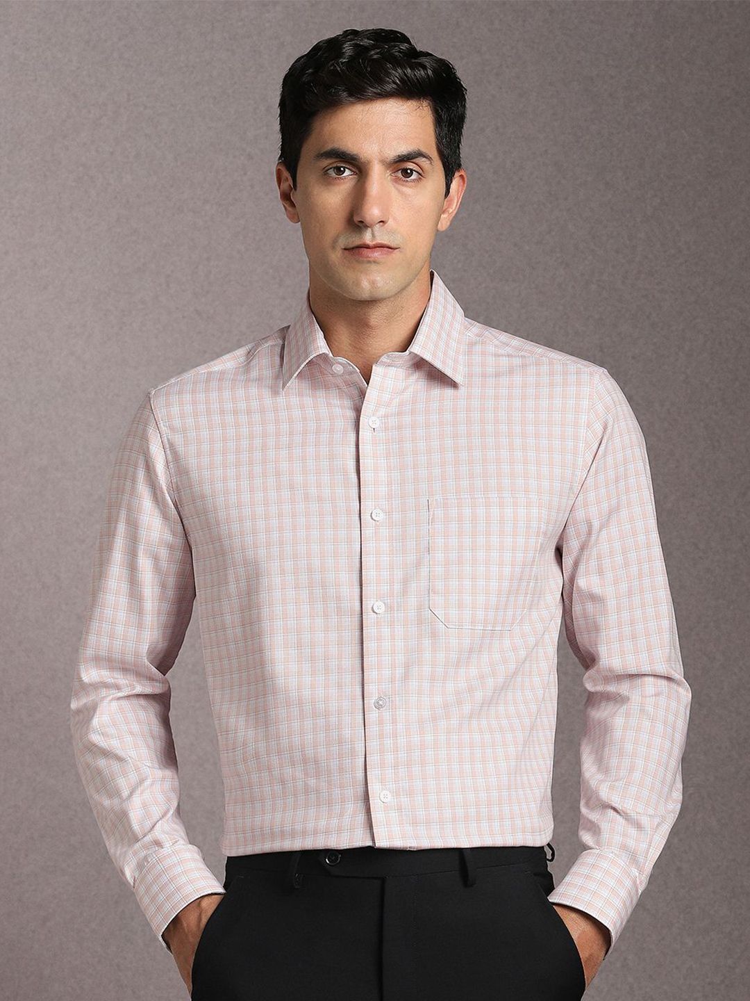 Louis Philippe Checked Pure Cotton Formal Shirt-picture-14