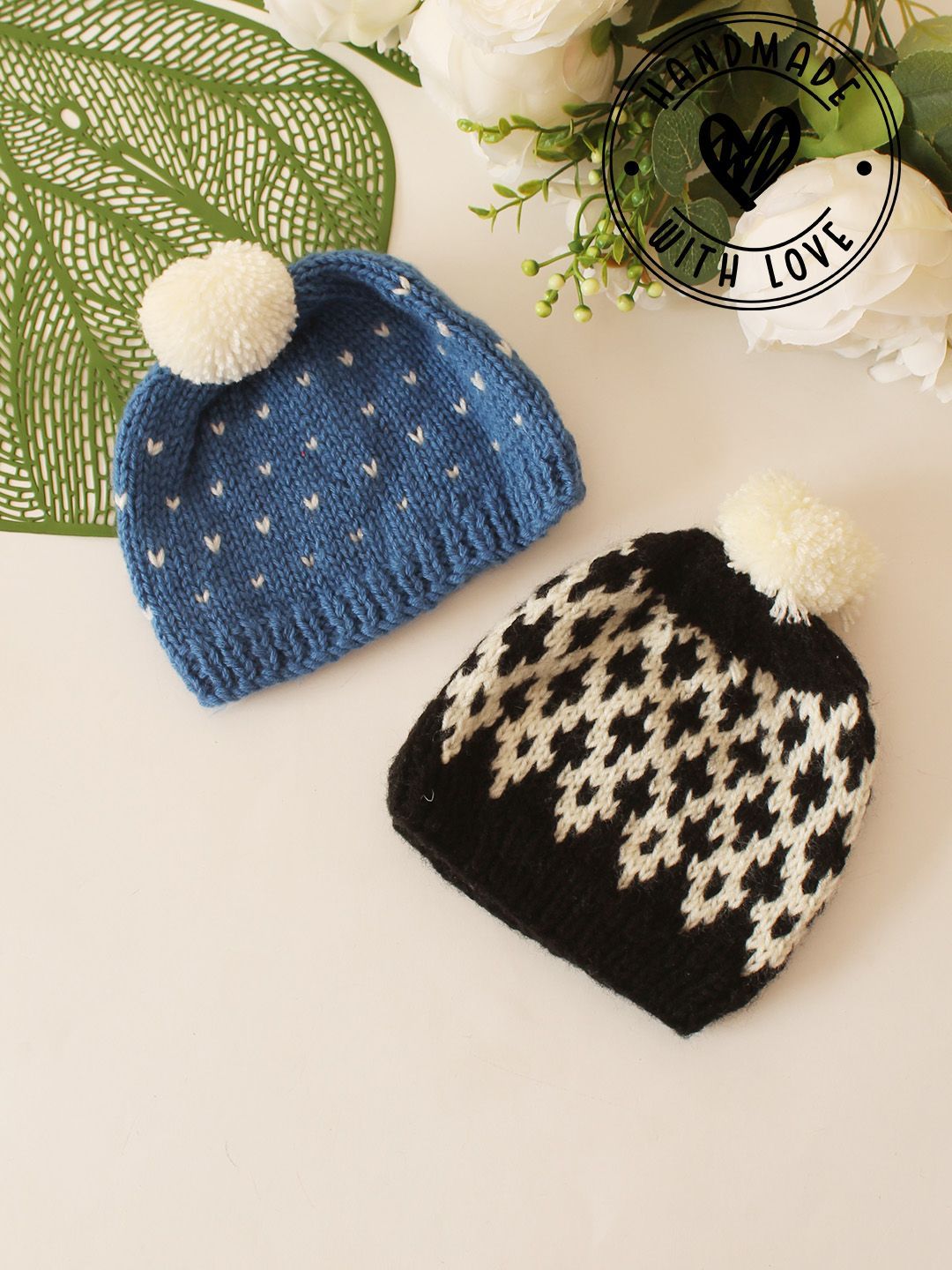 Woonie Unisex Kids Pack Of 2 Embroidered Beanie Caps-picture-26