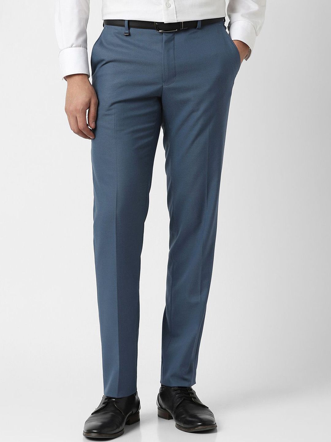 Van Heusen Men Textured Self Design Slim Fit Mid-Rise Formal Trousers-picture-25