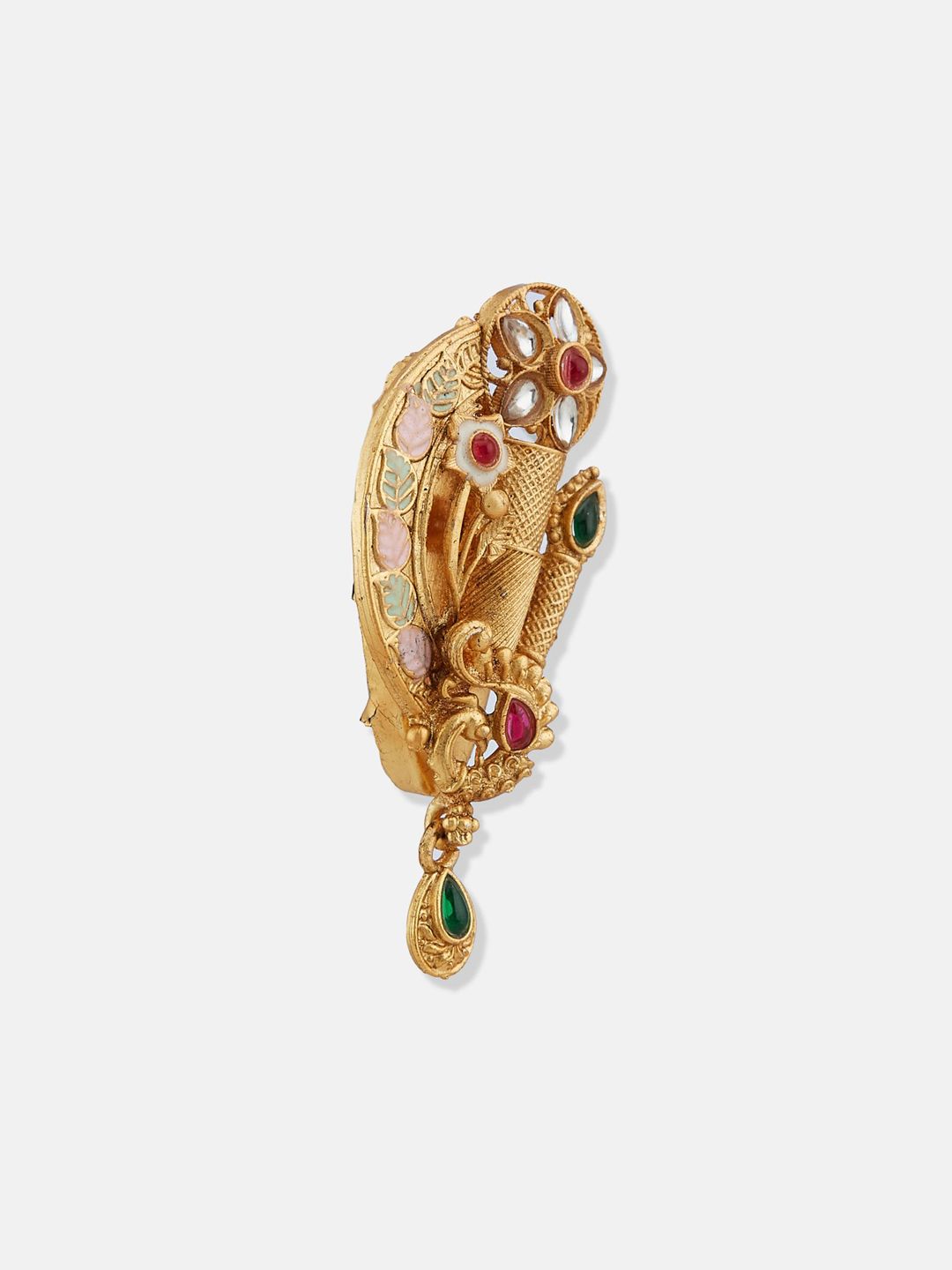 ATIBELLE Gold-Plated Kundan Studded Saree Clip