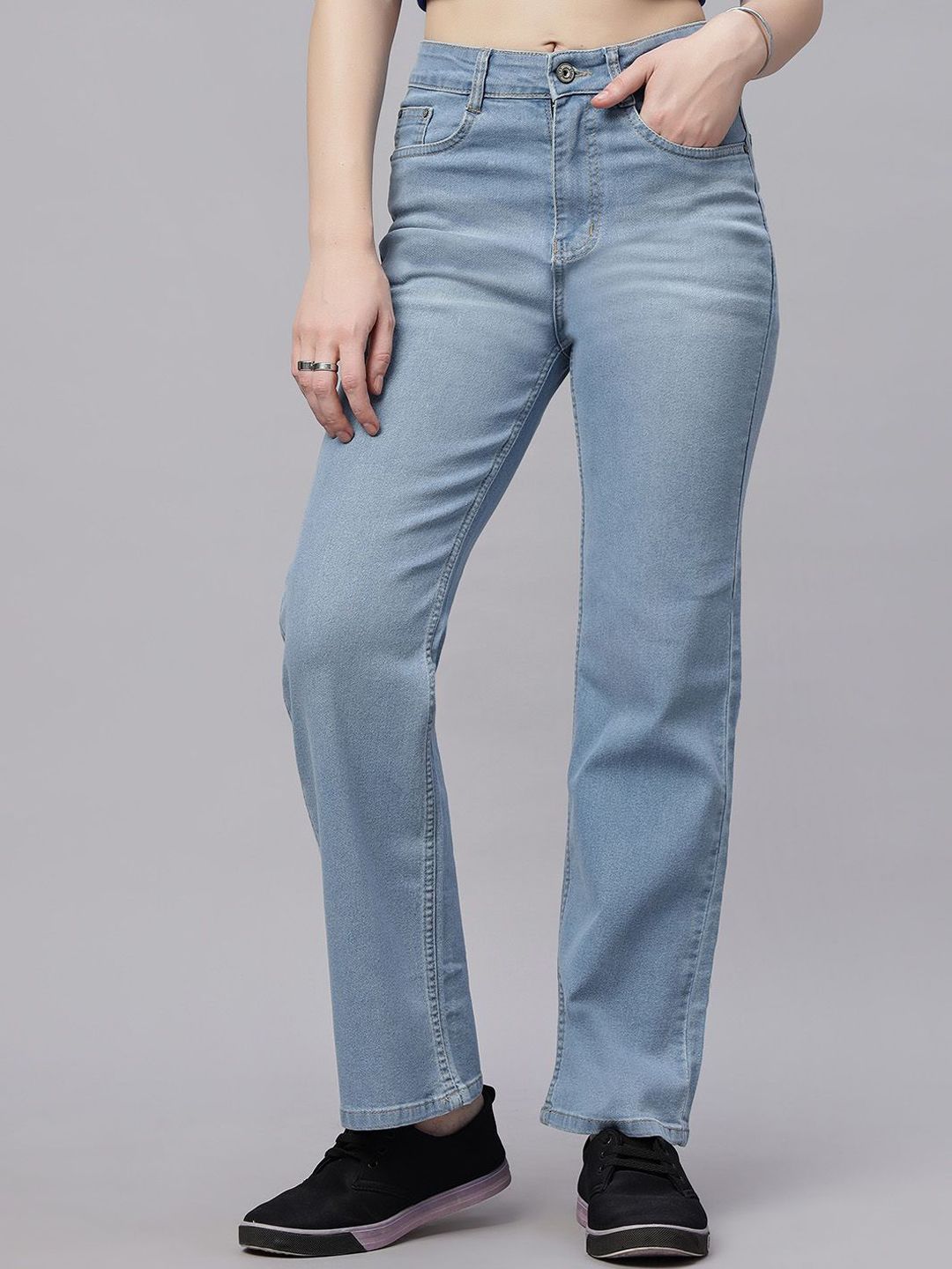ZUYA Women Straight Fit High-Rise Light Fade Stretchable Jeans