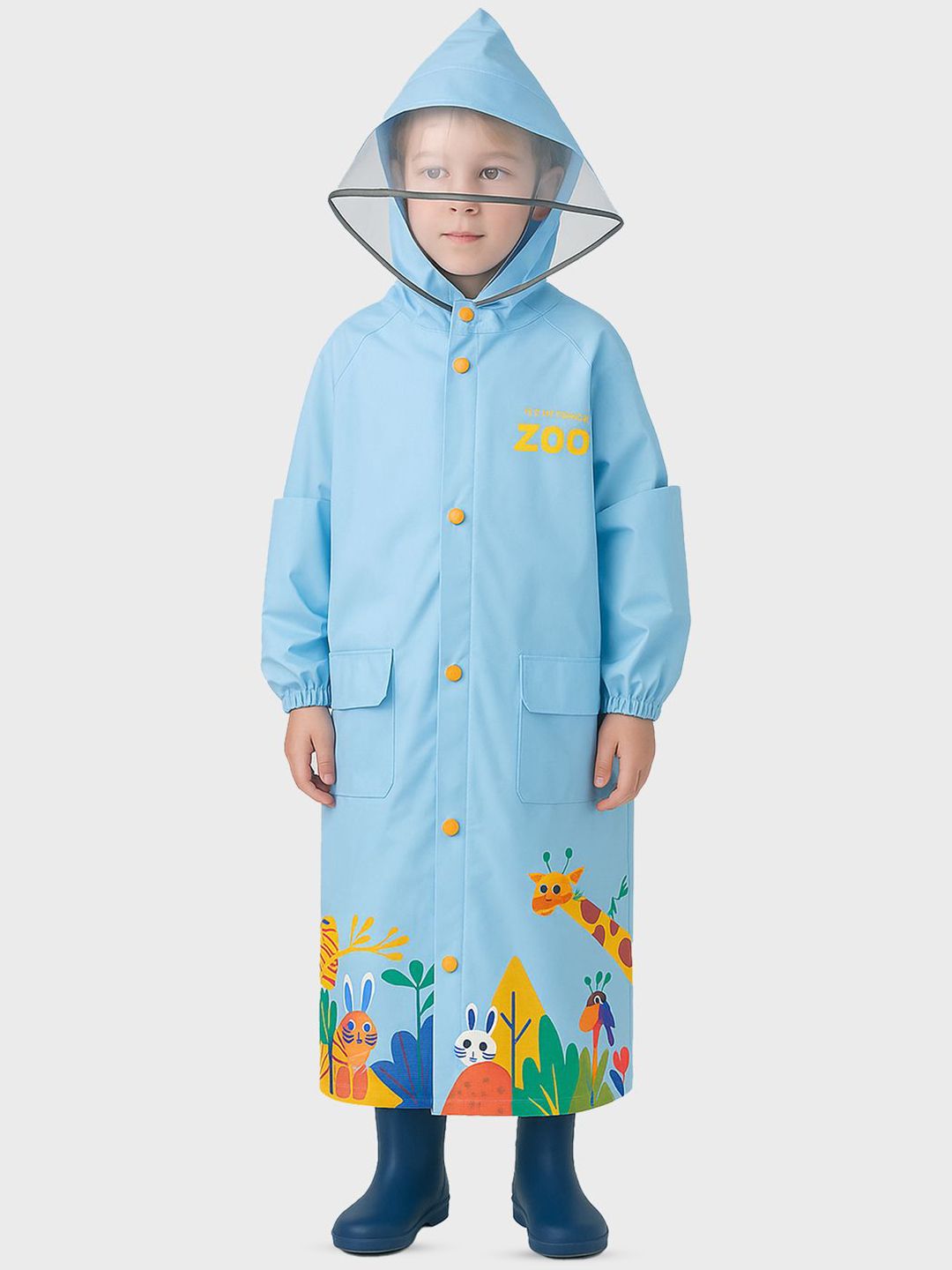 Little Surprise Box LLP Kids & Teens Blue Animal Print Knee Length Raincoat-picture-30