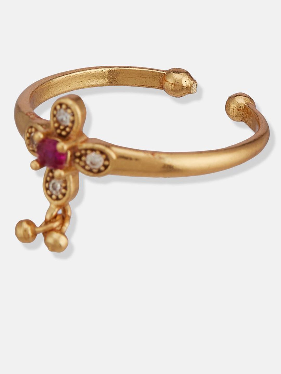 ATIBELLE Gold Plated Stone studded Adjustable Finger Ring