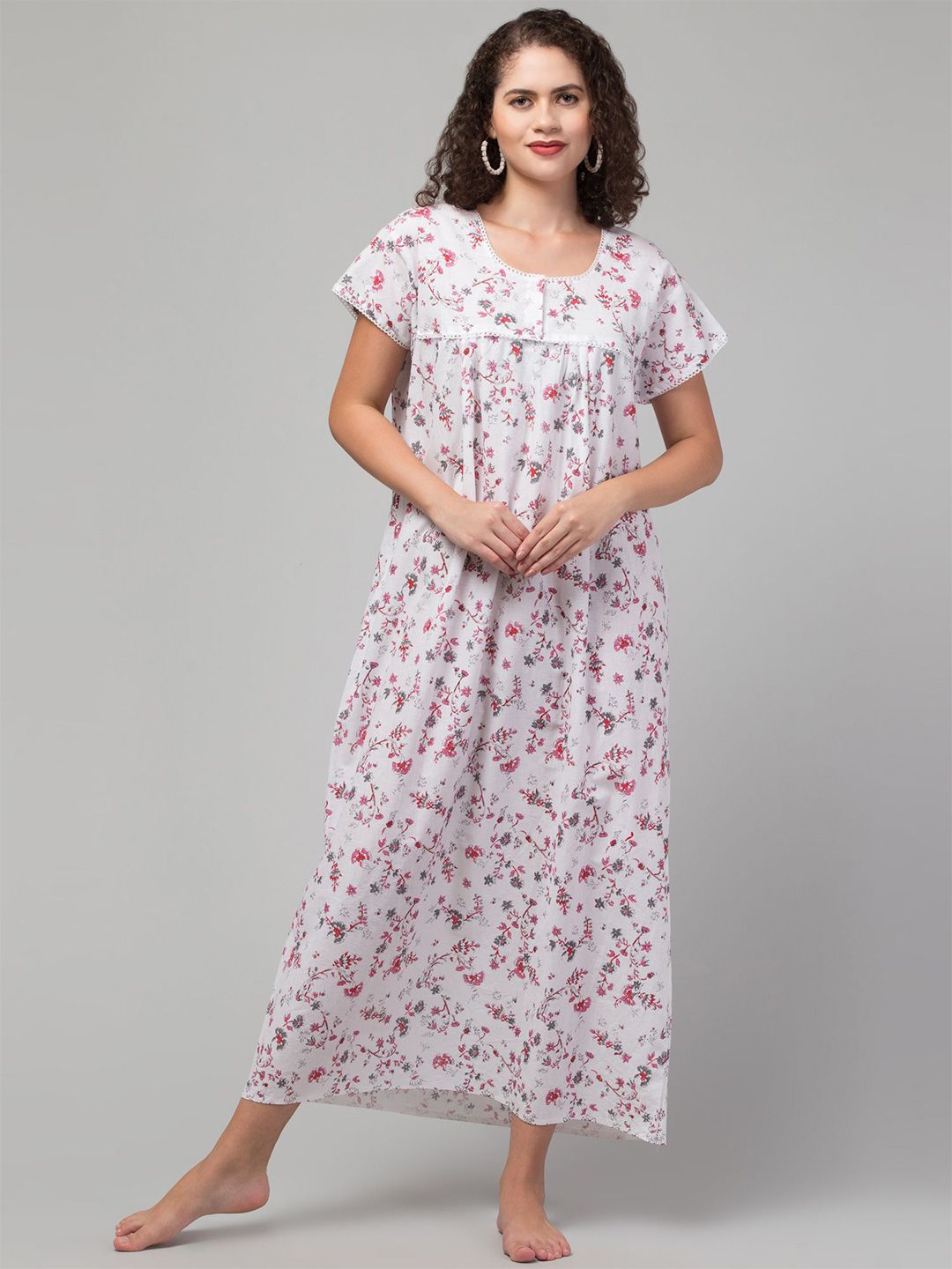 CROWN KING Women Printed Maxi Nightdress-picture-46