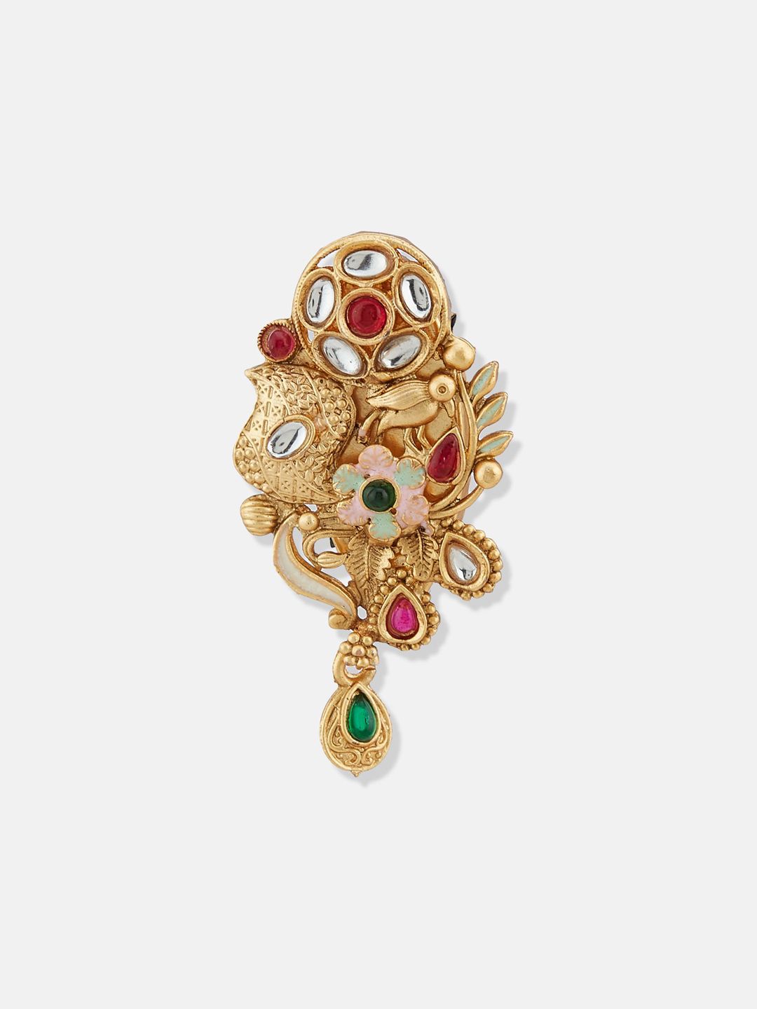 ATIBELLE Gold-Plated Kundan Studded Saree Clip