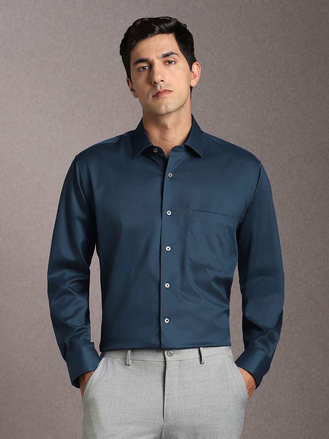 Luxure by Louis Philippe Textured Formal Shirt-picture-28