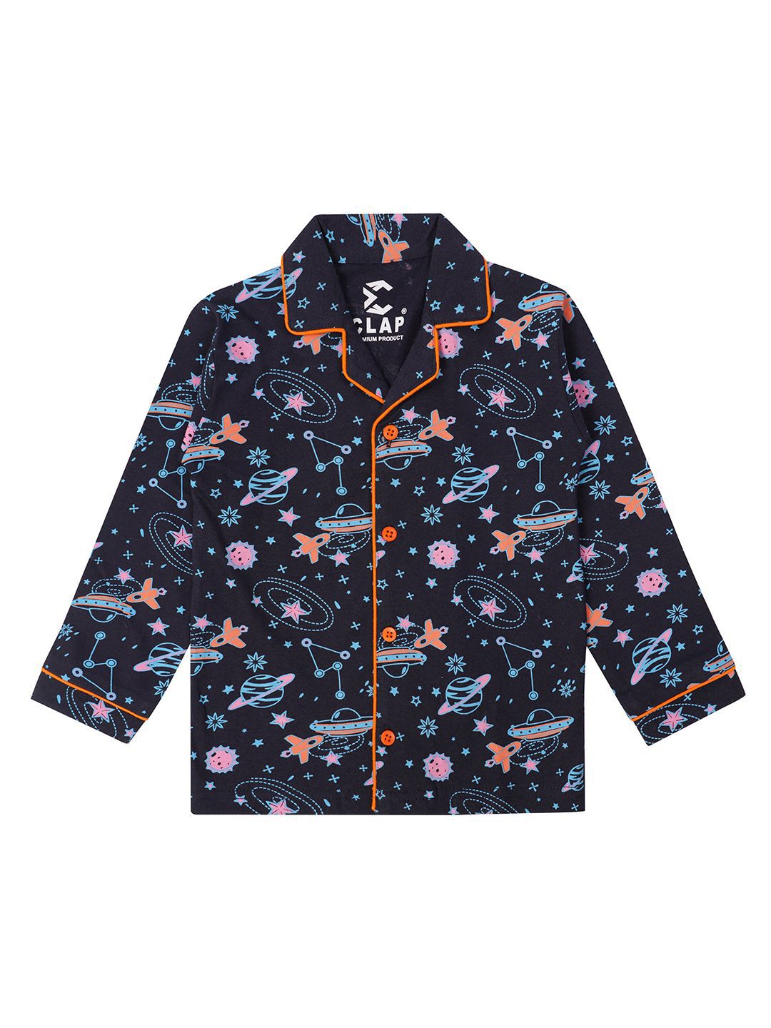 CLAP Infant Kids Printed Pure Cotton Shirt & Trousers Night Suits