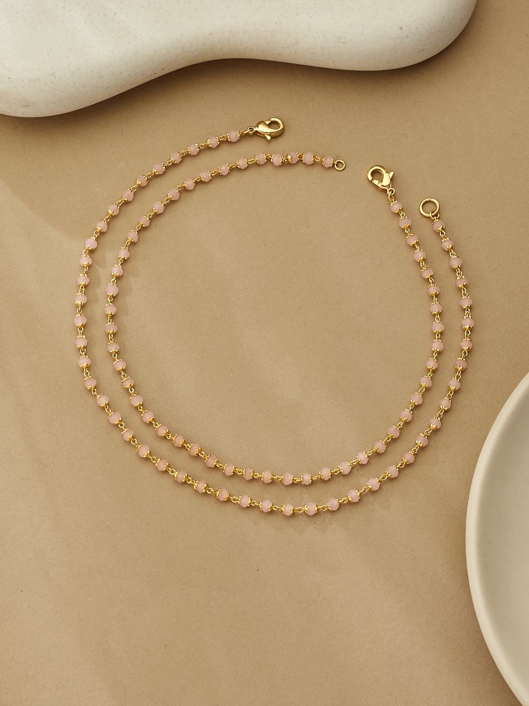 ATIBELLE Set Of 2 Gold-Plated Crystal Studded Anklet