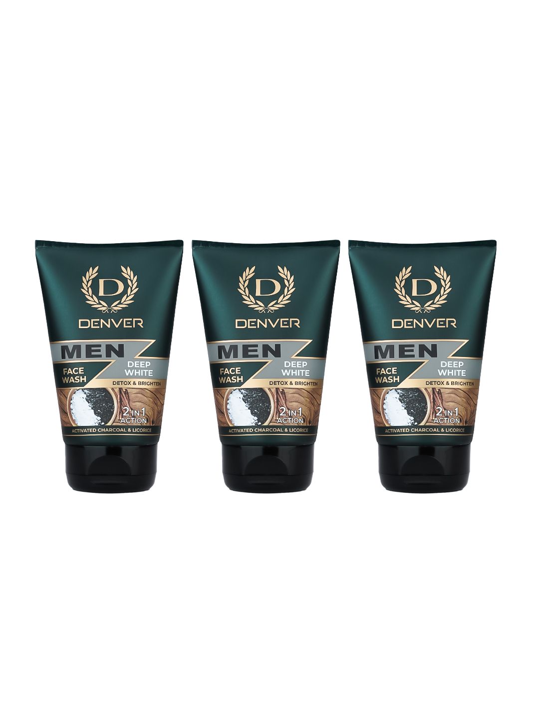 Denver Set of 3 Men Deep White Detox & Brighten Face Wash - 100g Each