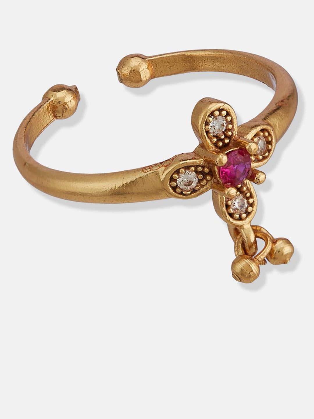 ATIBELLE Gold Plated Stone studded Adjustable Finger Ring