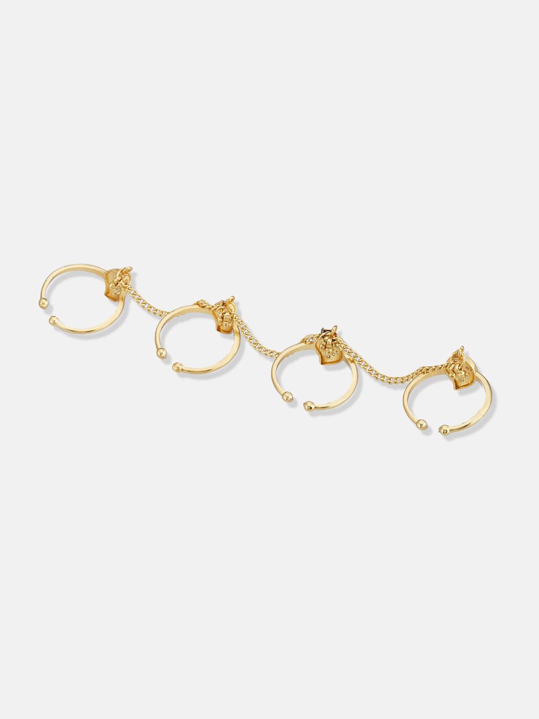 ATIBELLE Set Of 4 Gold-Plating Stone Studded Fusion Ring