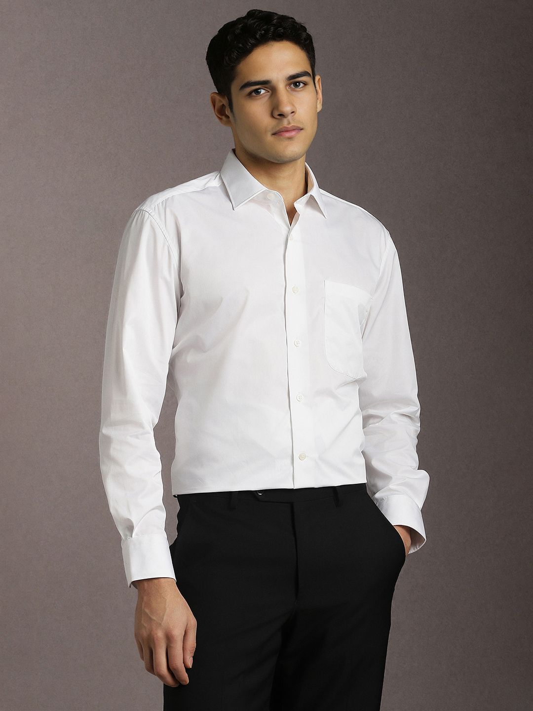 Luxure by Louis Philippe Spread Collar Pure Cotton Formal Shirt-image-41