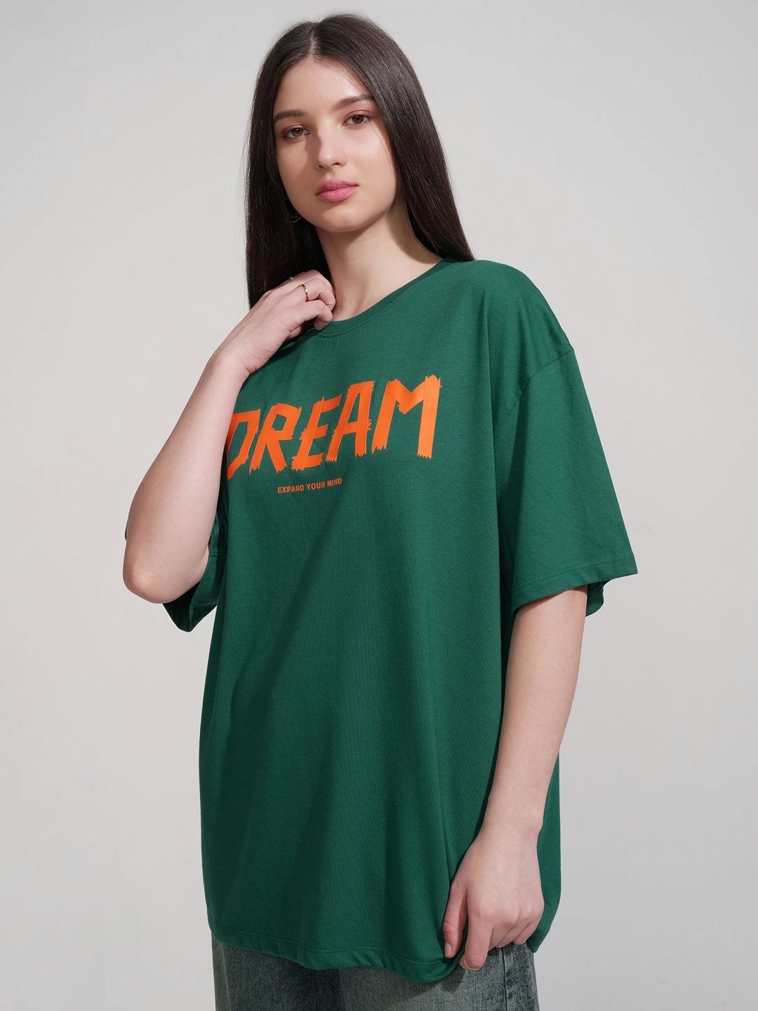 Street By Tokyo Talkies Typography Printed Round Neck Drop-Shoulder Oversized T-shirt-picture-11