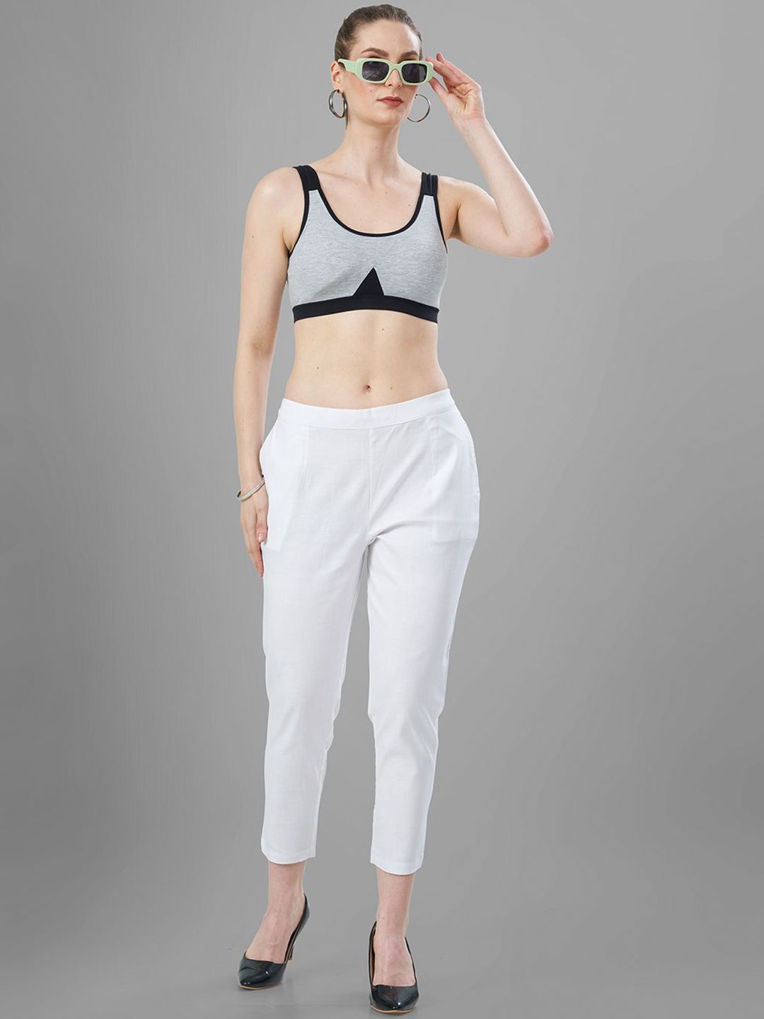 TITTLI Women Solid Relaxed Straight Fit Mid-Rise Stretchable Casual Trousers-picture-14