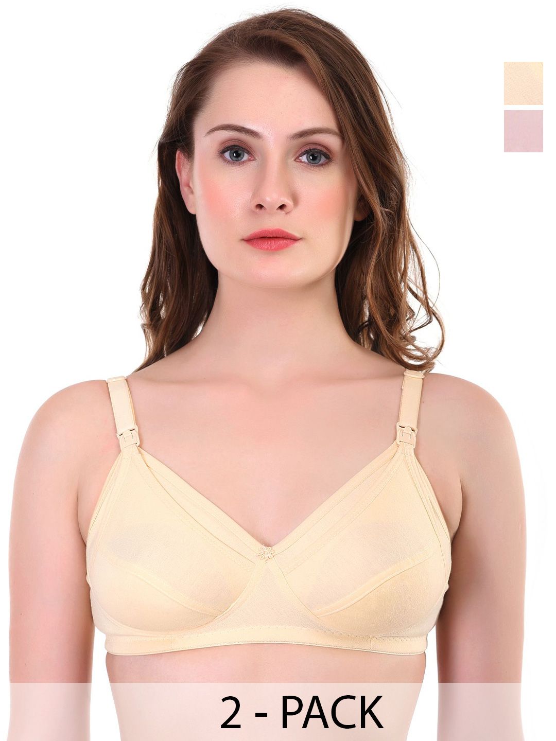 Liigne Pack Of 2 Non Padded All Day Comfort Cotton Maternity Bra