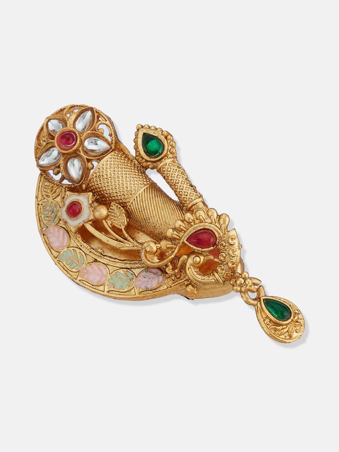 ATIBELLE Gold-Plated Kundan Studded Saree Clip