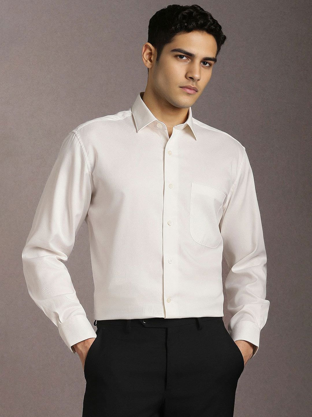 Luxure by Louis Philippe Textured Formal Shirt-picture-31