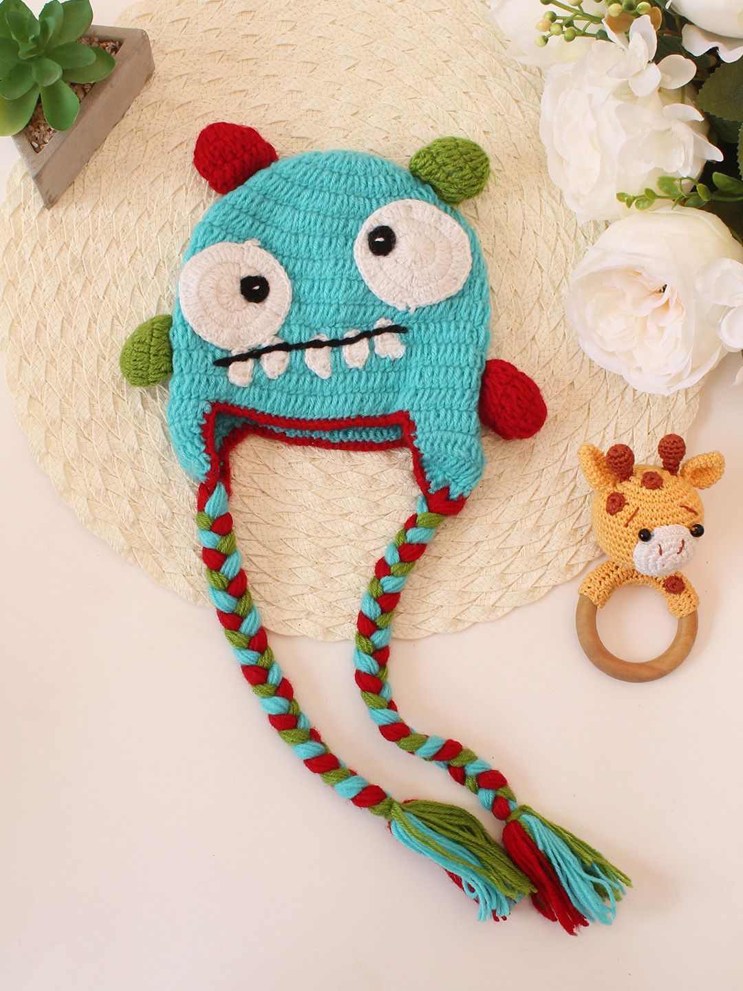 Woonie Kids-Unisex Self Design Beanie Crochet Handmade Devil Cap-picture-31