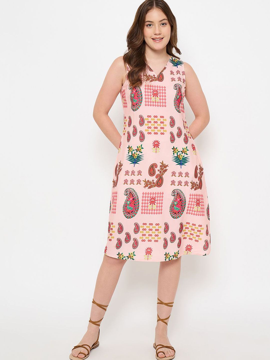 Imfashini Print Crepe A-Line Midi Dress-picture-27