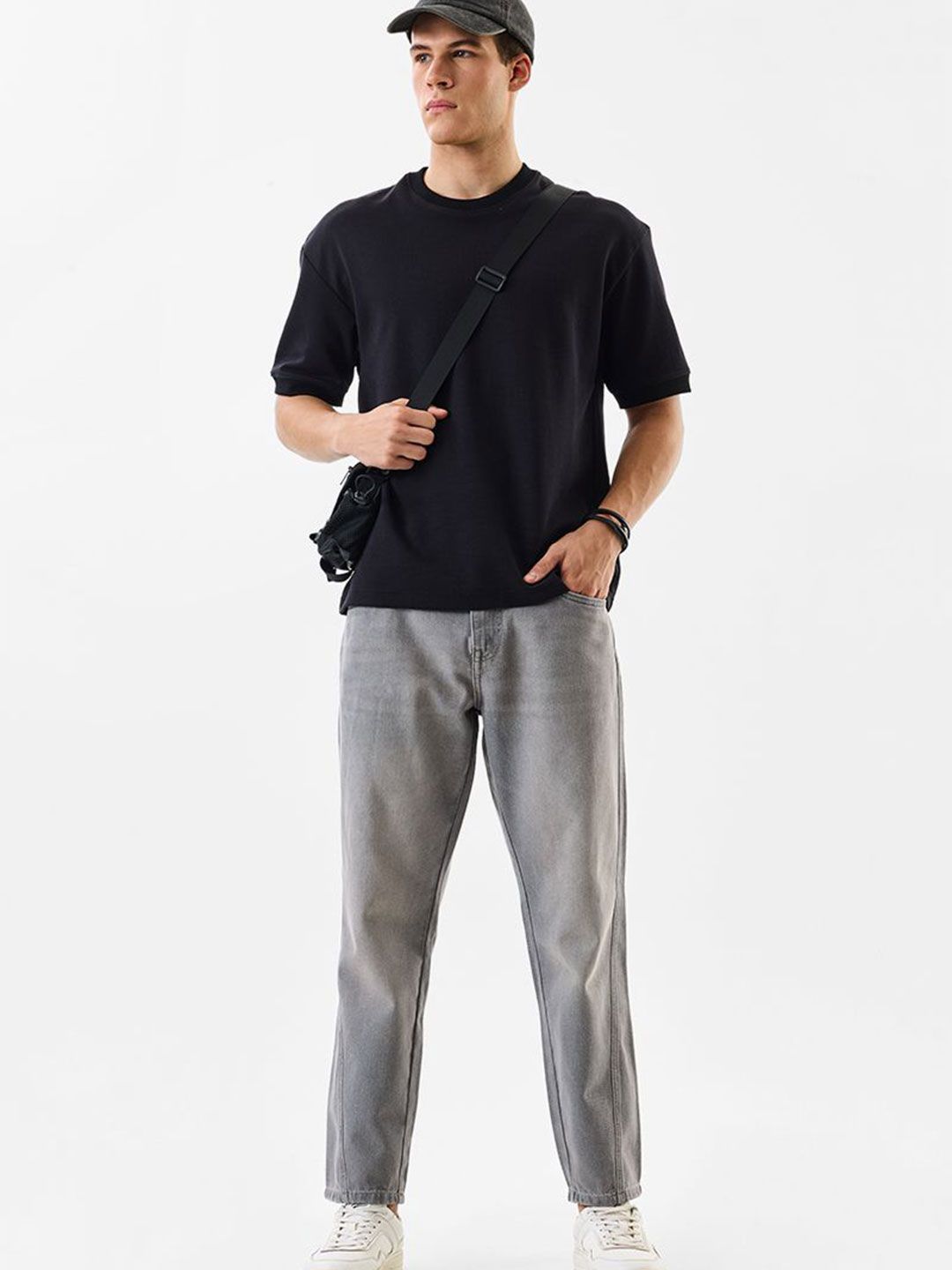 Snitch Men Cotton Grey Mid-Rise Baggy Jeans-picture-37