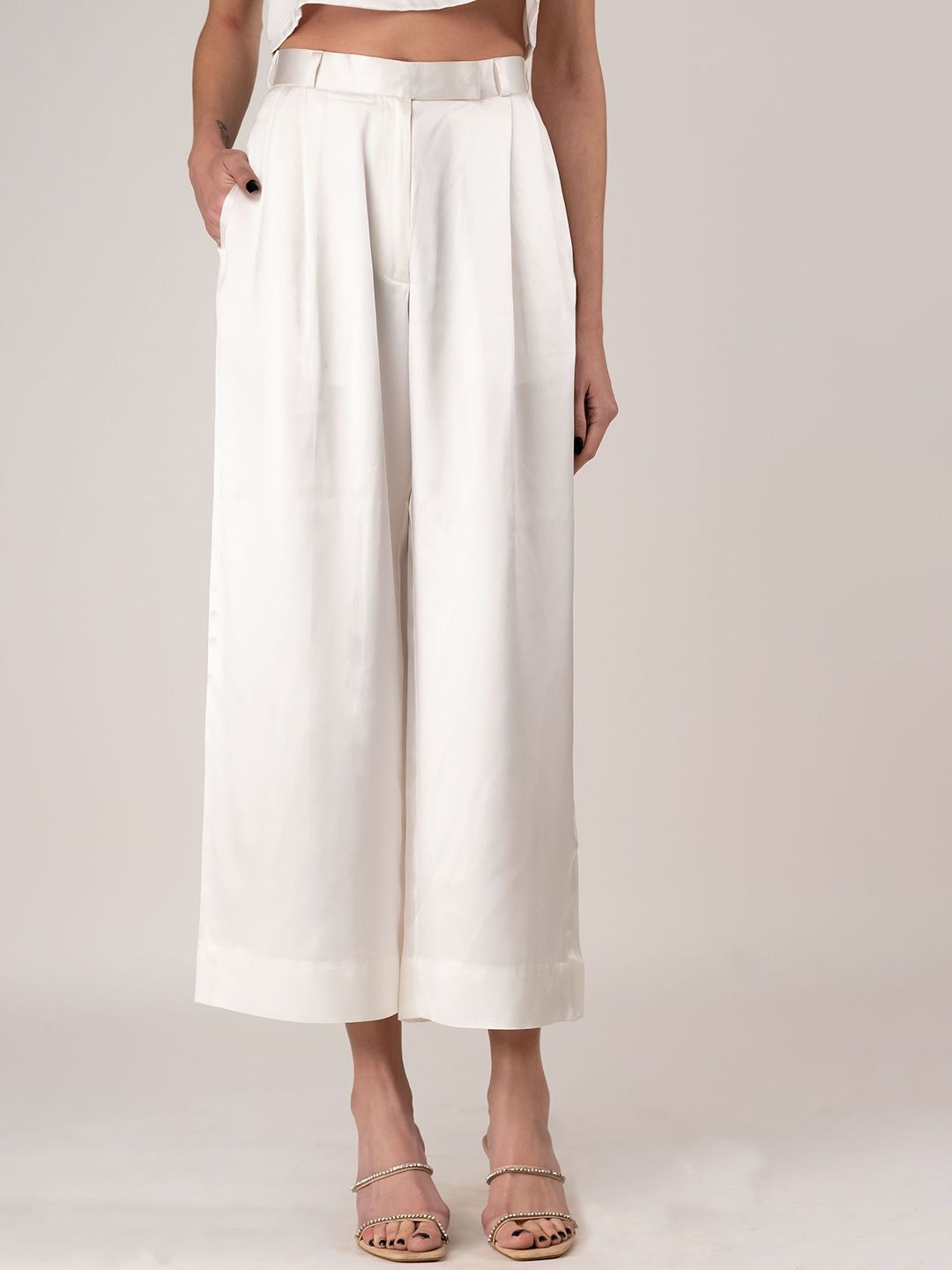 ROOH by SHIVANI Pleated Satin High-Rise Trousers-picture-45