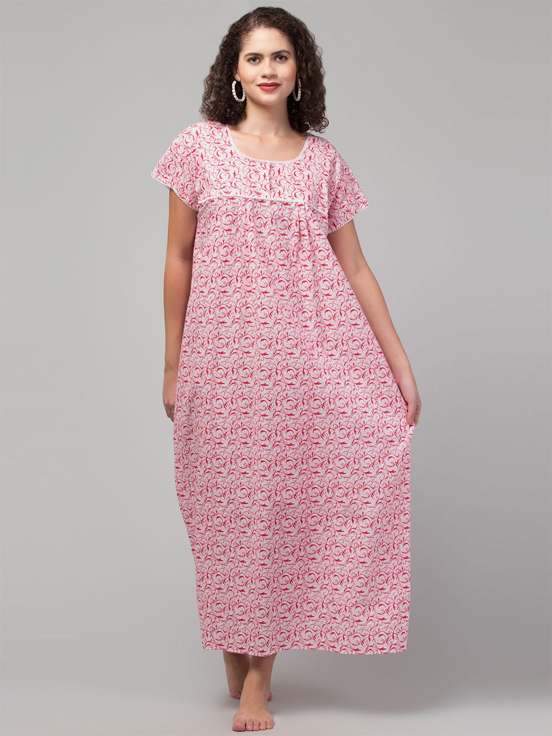 CROWN KING Printed Pure Cotton Maxi Nightdress-picture-17