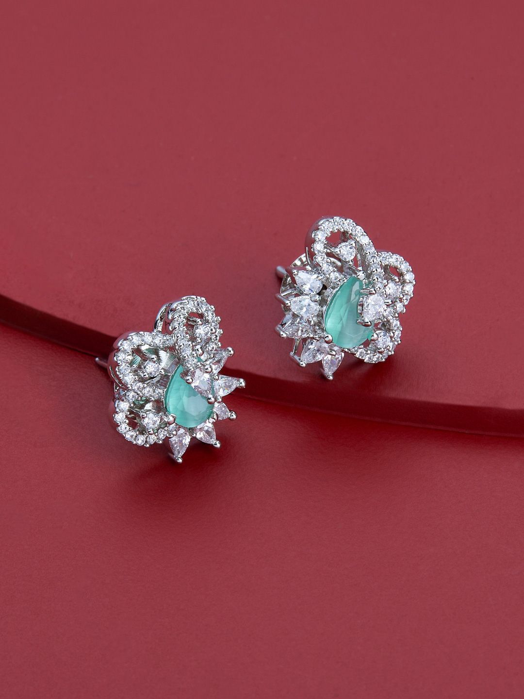 Kushal's Fashion Jewellery Rhodium-Plated Zircon Studded Party Classic Studs Earrings-picture-40