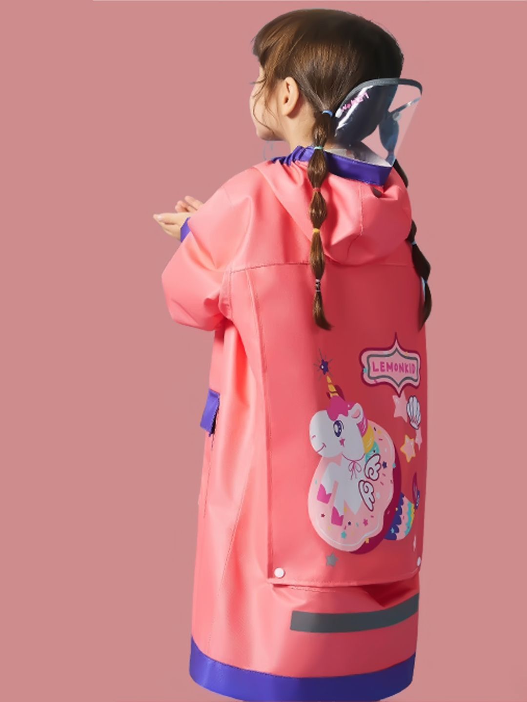 Little Surprise Box LLP Kids Peach Donut Unicorn Knee Length Raincoat-picture-36